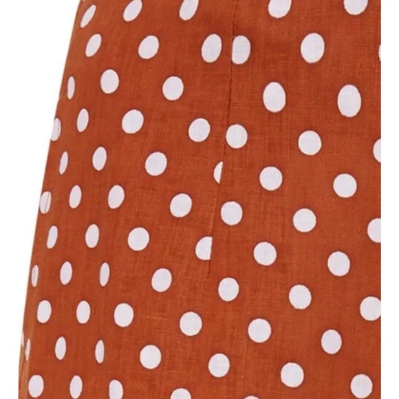 Faithfull the Brand Polka dot rust white linen high waist cropped wide leg pants - Picture 9 of 14